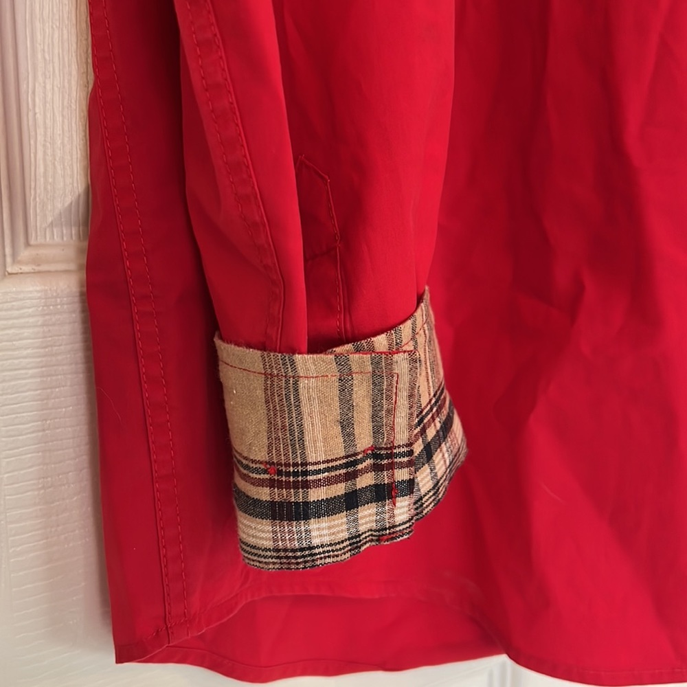 Coofandy men’s Red boho shirt‎ with plaid coltans cuffs like new condition - Picture 4 of 6